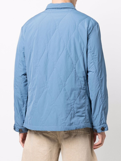 Shop Mackintosh Seesucker Chore Jacket In Blue