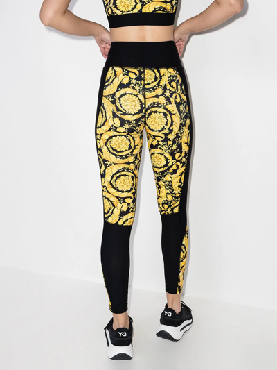 Shop Versace Barocco Print High-waisted Leggings In Black