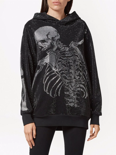 Philipp Plein Rhinestone-embellished Skeleton Hoodie In Black