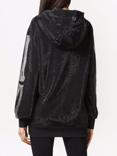 Philipp Plein Rhinestone-embellished Skeleton Hoodie In Black