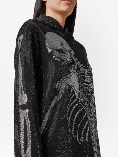 Shop Philipp Plein Rhinestone-embellished Skeleton Hoodie In Black