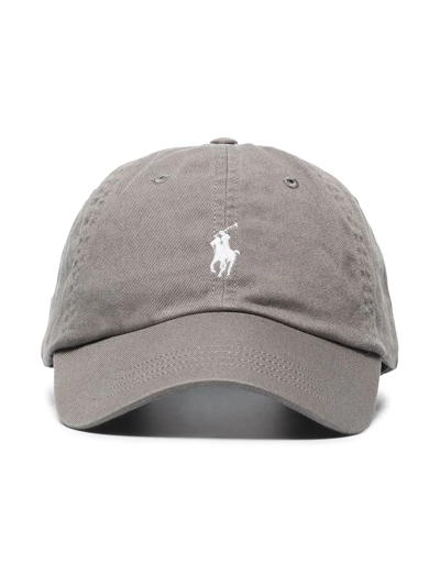 Shop Polo Ralph Lauren Logo-embroidered Cap In Grey