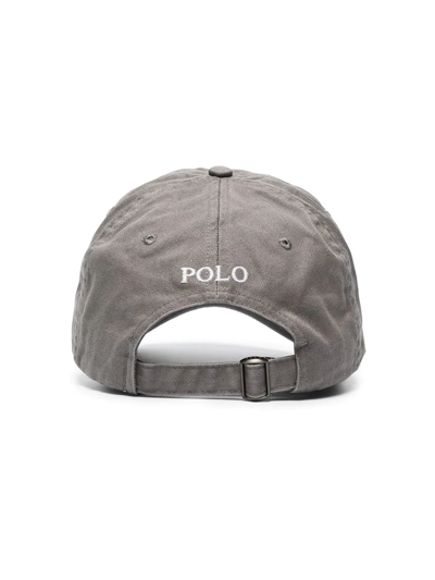 Shop Polo Ralph Lauren Logo-embroidered Cap In Grey