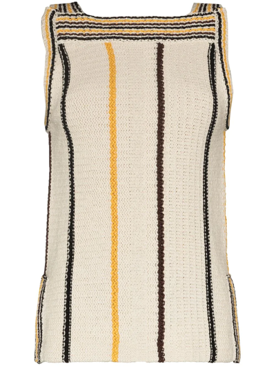 Shop Jil Sander Striped Tank Top In White