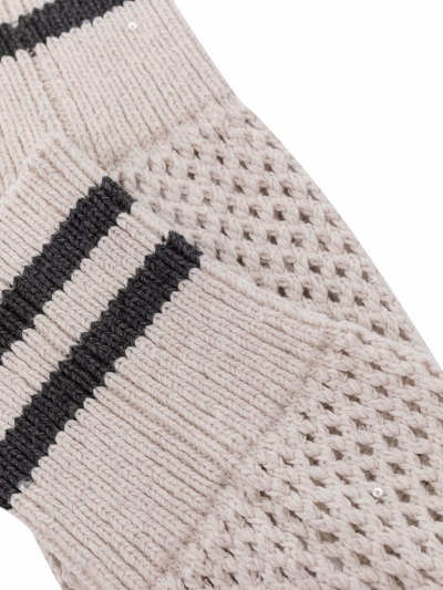 Brunello Cucinelli Perforated-detail Ankle Socks In Neutrals