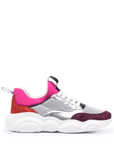 Shop Moschino Logo Colour-block Sneakers In Pink