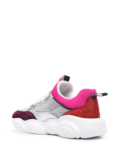 Moschino Logo Colour-block Sneakers In Pink