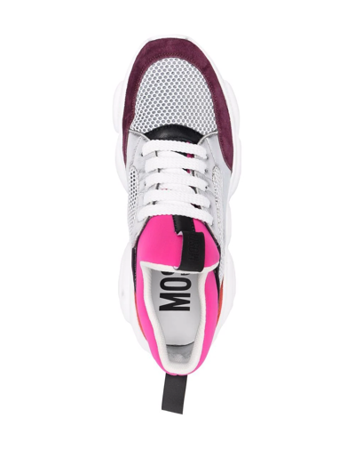 Shop Moschino Logo Colour-block Sneakers In Pink