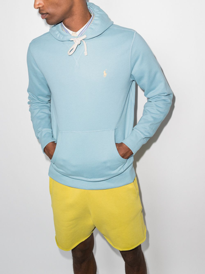 Shop Polo Ralph Lauren Logo-embroidered Hoodie In Blue