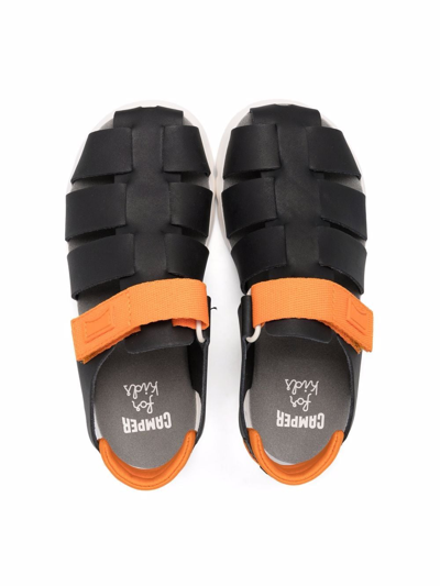 Shop Camper Oruga Touch-strap Leather Sandals In Black