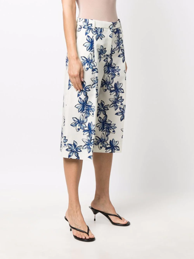 Nina Ricci Floral-print Culotte Trousers In White | ModeSens