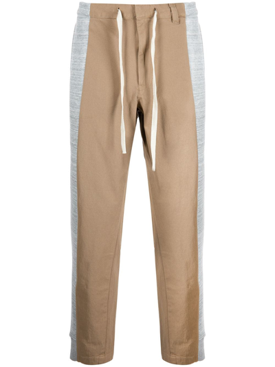 Shop Romeo Hunte Panelled Drawstring Chinos In Brown