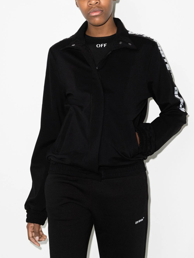 Off-white Logo Print Track Jacket In Black