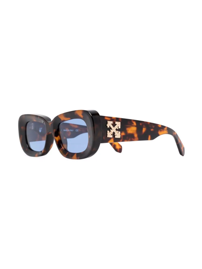 Shop Off-white Carrarra Tortoiseshell Round-frame Sunglasses In Brown