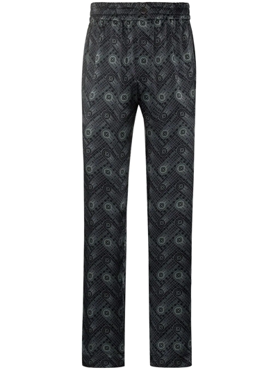 Shop Casablanca Monogram-print Silk Trousers In Black