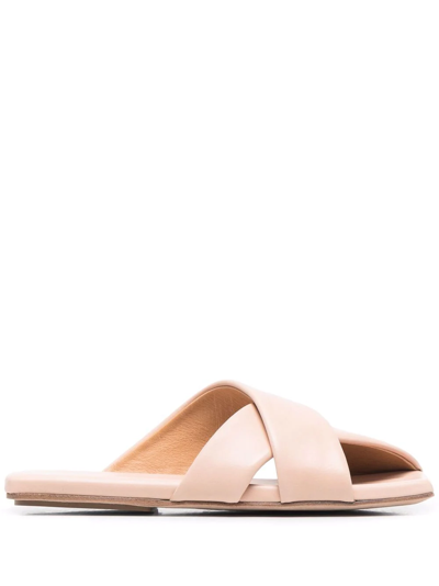 Shop Marsèll Square-toe Leather Sandals In Neutrals