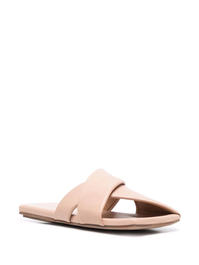 Shop Marsèll Square-toe Leather Sandals In Neutrals