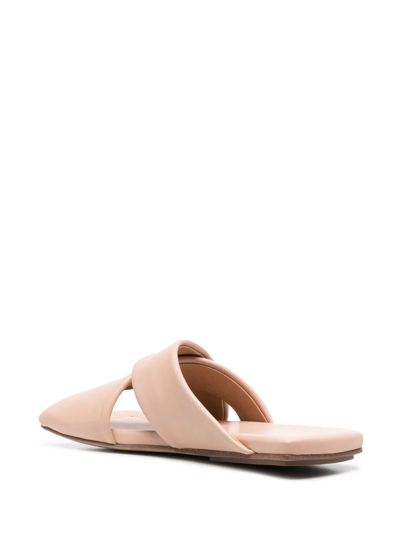 Shop Marsèll Square-toe Leather Sandals In Neutrals