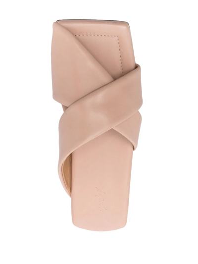 Shop Marsèll Square-toe Leather Sandals In Neutrals