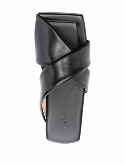 Shop Marsèll Square-toe Leather Sandals In Black