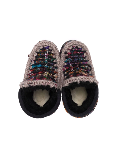 Shop Mou Eskimo Crochet Ankle Boots In Black