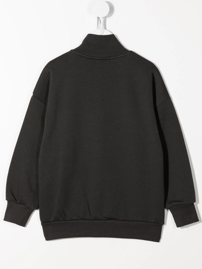 Shop Mini Rodini Ufo-appliqué Half-zip Sweatshirt In Black