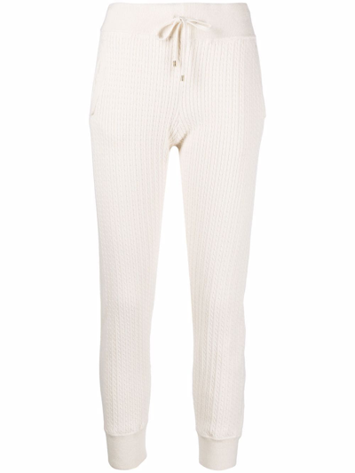 Shop Lauren Ralph Lauren Lisha Ribbed-knit Cropped Trousers In White