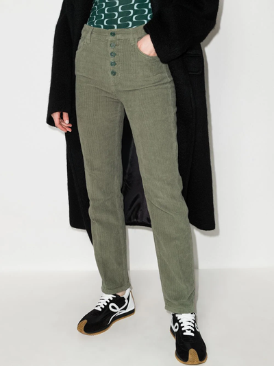 Shop Reformation Cynthia Straight Corduroy Trousers In Green