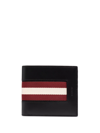 Shop Bally Brasai Striped-band Bi-fold Wallet In Black