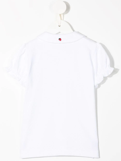 Familiar Scallop-edge Cotton Blouse In White