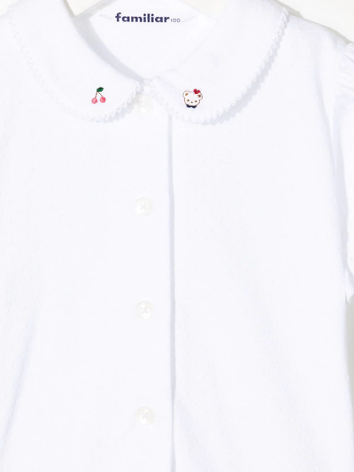 Shop Familiar Scallop-edge Cotton Blouse In White