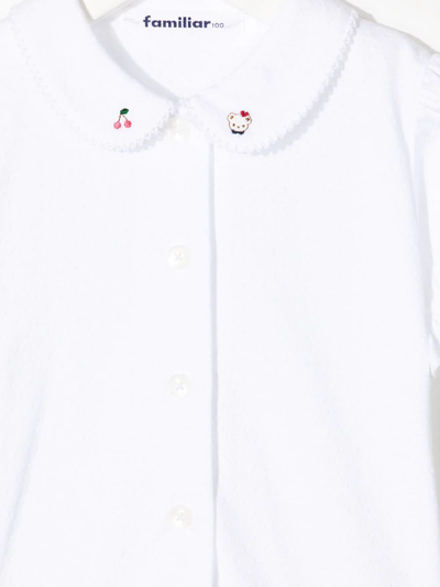 Familiar Scallop-edge Cotton Blouse In White