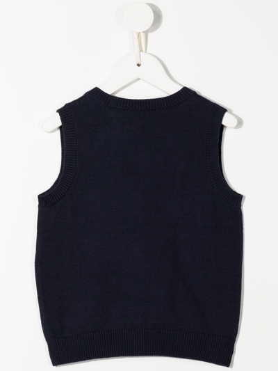 Shop Familiar Argyle Knit Sleeveless Sweater In Blue