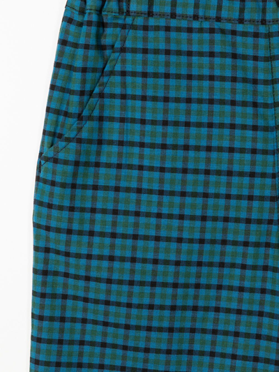 Shop Familiar Check-print Straight-leg Trousers In Blue