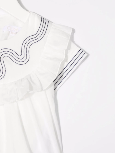 Chloé Ruffle-detail T-shirt In White