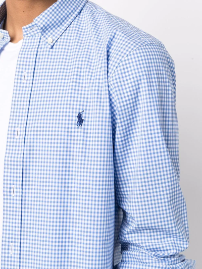 Shop Polo Ralph Lauren Logo-embroidered Gingham Shirt In Blue