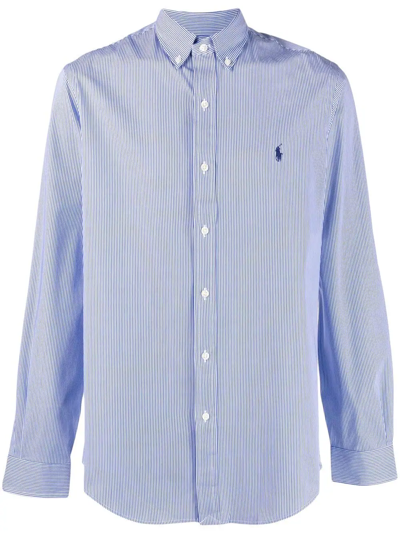 Polo Ralph Lauren Logo Striped Shirt In Blu | ModeSens