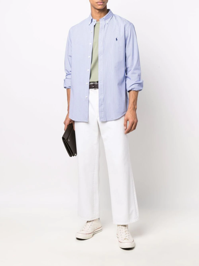 Polo Ralph Lauren Striped Slim Fit Shirt In Blue