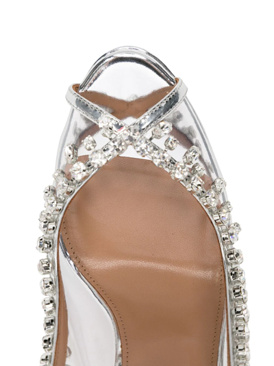 Shop Aquazzura Temptation Crystal-embellished Platform Sandals In Silver