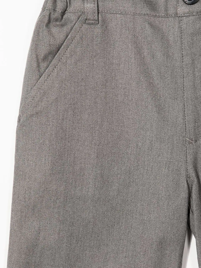 Familiar Elasticated Straight-leg Trousers In Grey