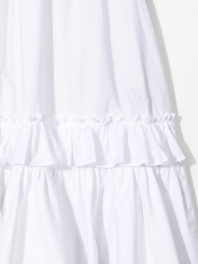 Shop Mm6 Maison Margiela Teen Two-tone Ruffle Skirt In White