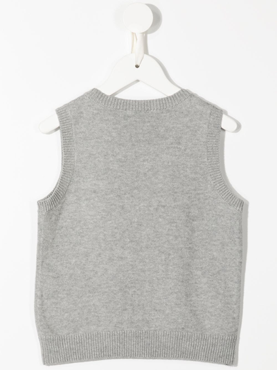Shop Familiar Argyle Knit Sleeveless Sweater In Grey