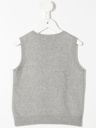 Familiar Argyle Knit Sleeveless Sweater In Grey