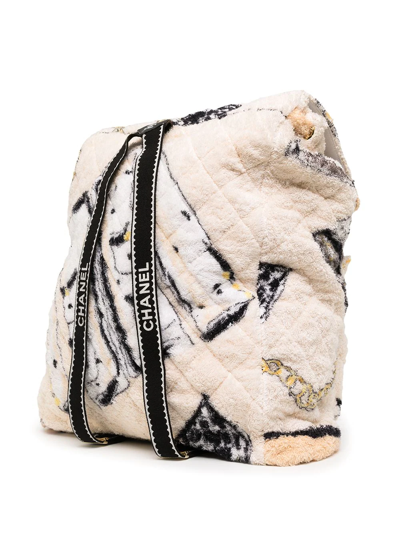 Pre-owned Chanel 1992 Quilted Towelling Backpack In Neutrals