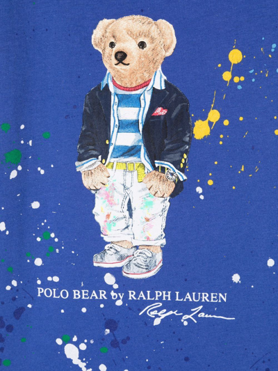 Shop Ralph Lauren Polo Bear Paint-splatter T-shirt In Blue