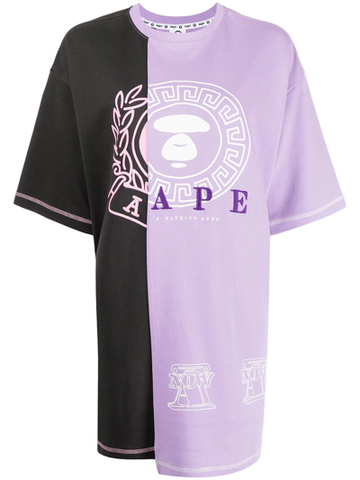 Shop Aape By A Bathing Ape Logo-print T-shirt Dress In Purple