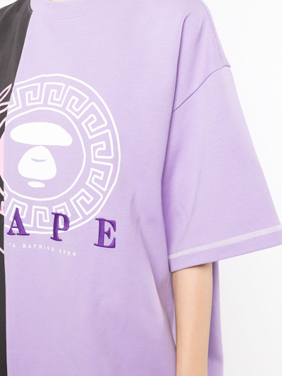 Shop Aape By A Bathing Ape Logo-print T-shirt Dress In Purple