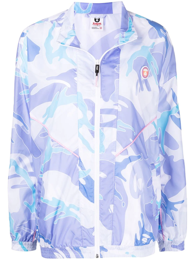 Shop Aape By A Bathing Ape Camouflage-print Lightweight Jacket In Blue