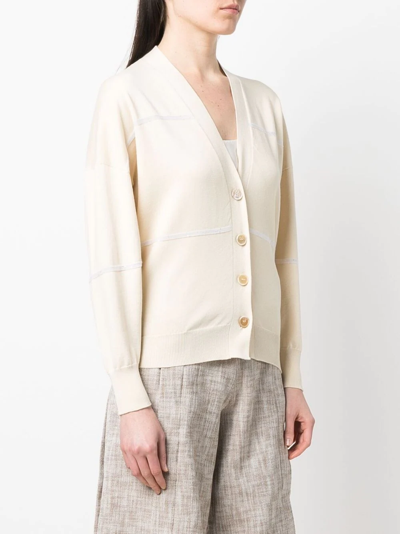 Shop Lorena Antoniazzi V-neck Button-fastening Cardigan In Yellow