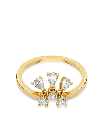 Shop Delfina Delettrez 18kt Yellow Gold Dancing Diamonds Flower Ring